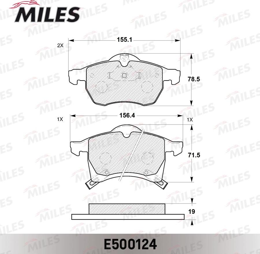 Miles E500124 - Гальмівні колодки, дискові гальма autocars.com.ua