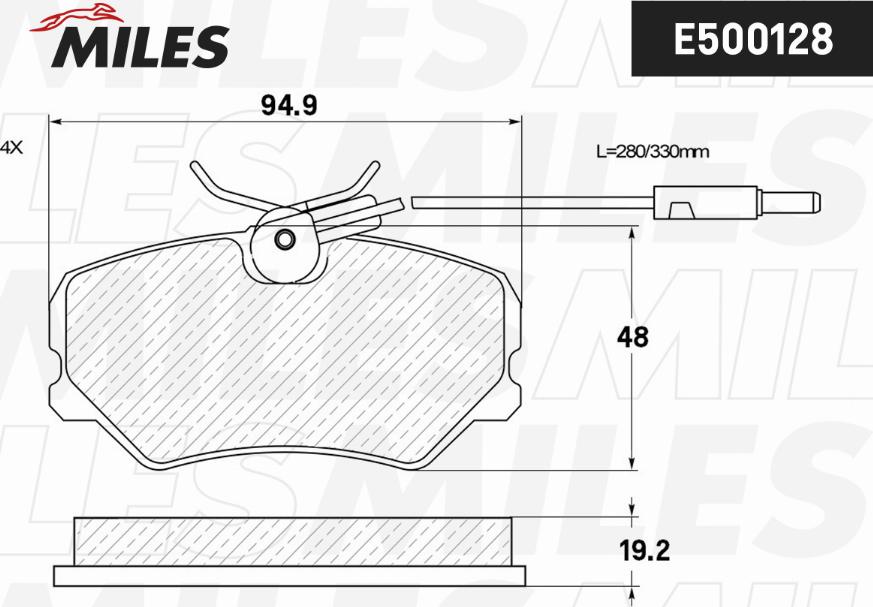 Miles E500128 - Тормозные колодки, дисковые, комплект avtokuzovplus.com.ua