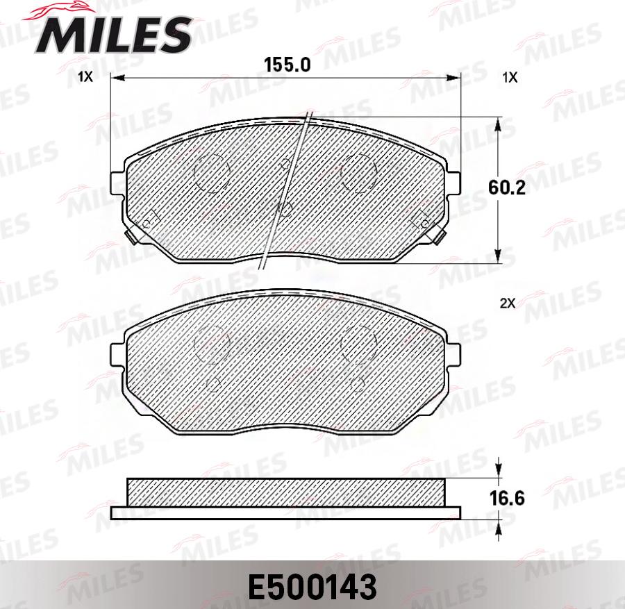 Miles E500143 - Гальмівні колодки, дискові гальма autocars.com.ua