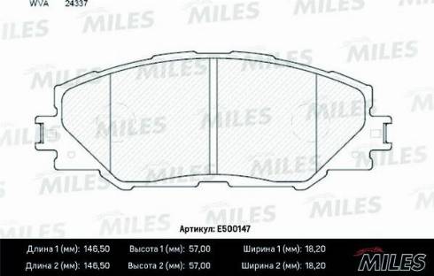 Miles E500147 - Тормозные колодки, дисковые, комплект avtokuzovplus.com.ua