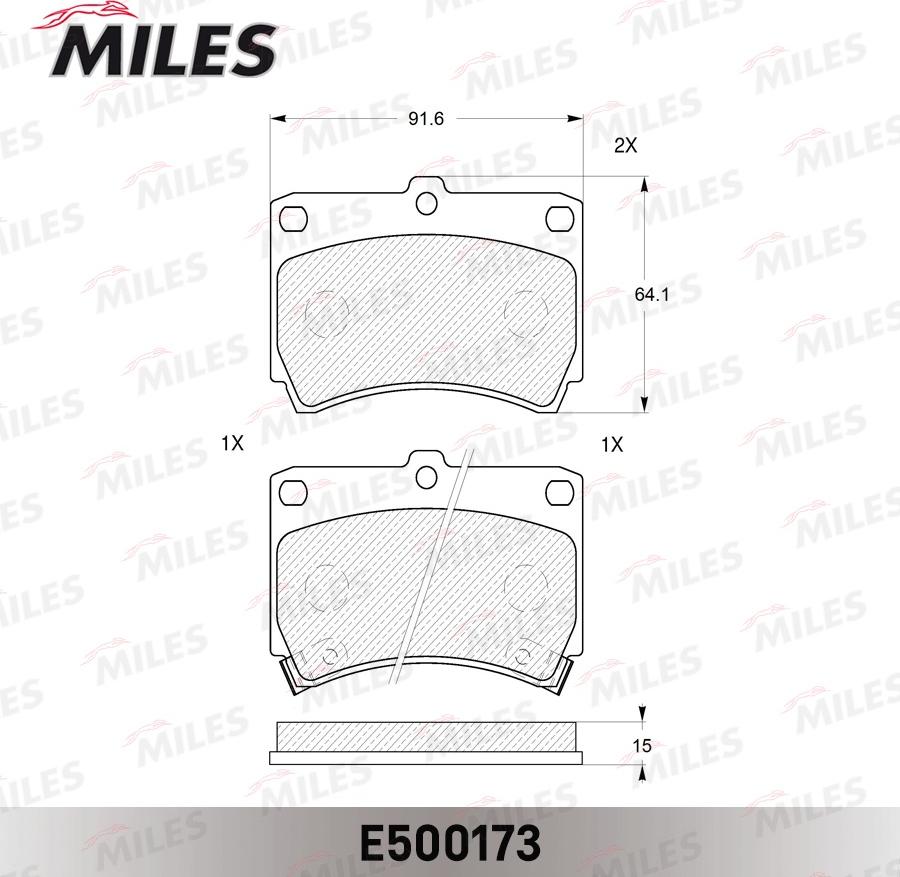 Miles E500173 - Тормозные колодки, дисковые, комплект avtokuzovplus.com.ua