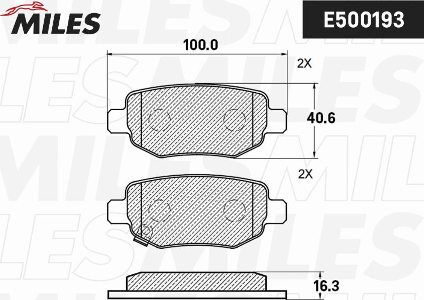 Miles E500193 - Гальмівні колодки, дискові гальма autocars.com.ua