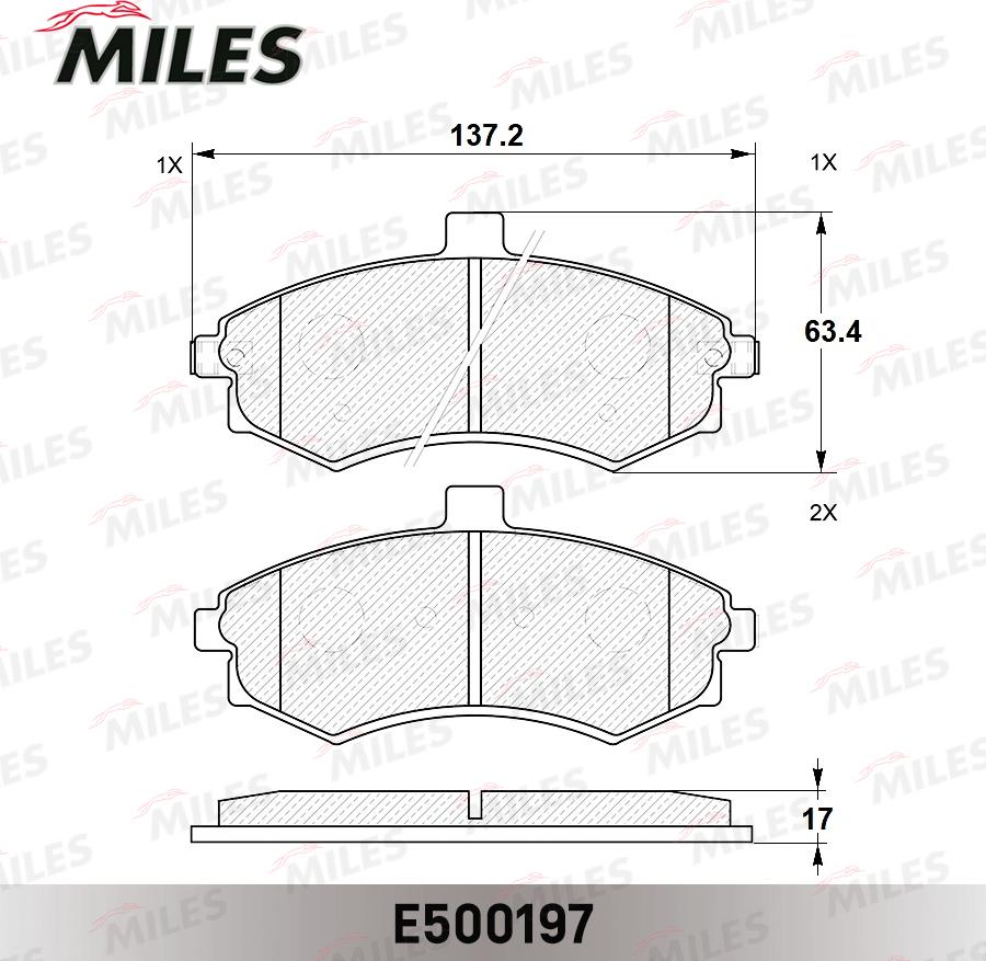 Miles E500197 - Тормозные колодки, дисковые, комплект avtokuzovplus.com.ua