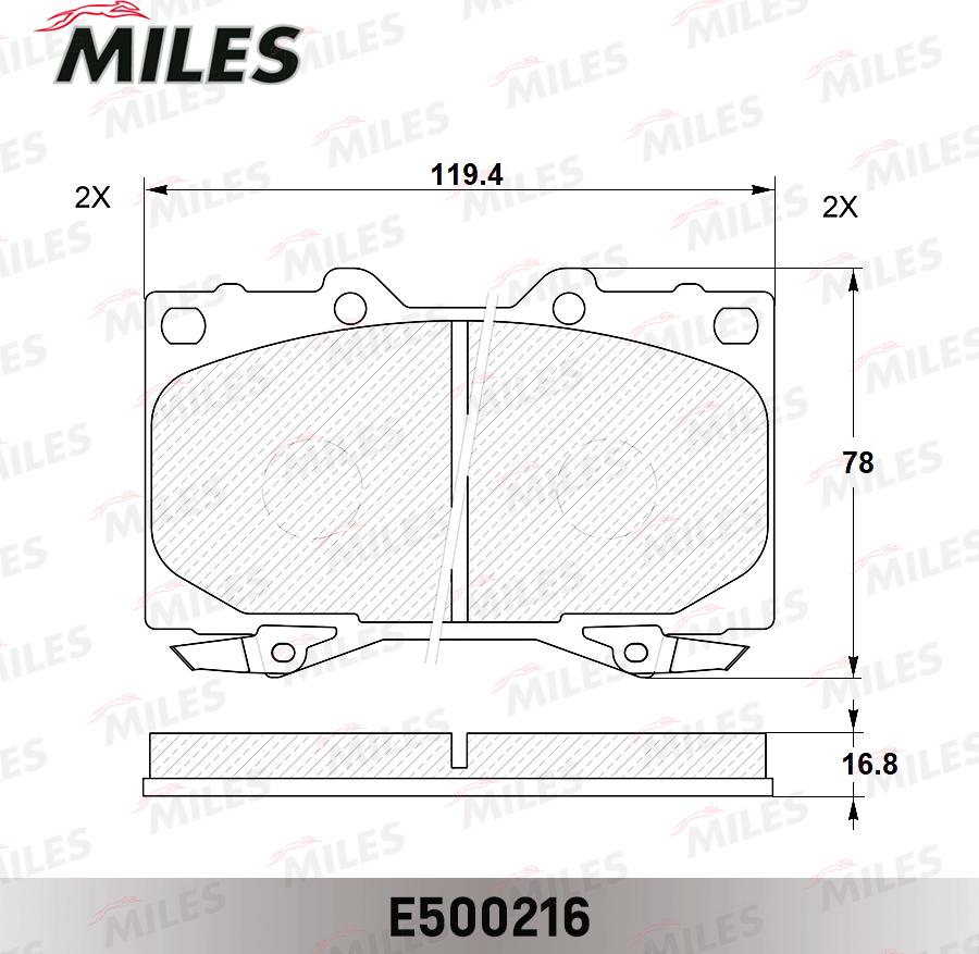 Miles E500216 - Тормозные колодки, дисковые, комплект avtokuzovplus.com.ua