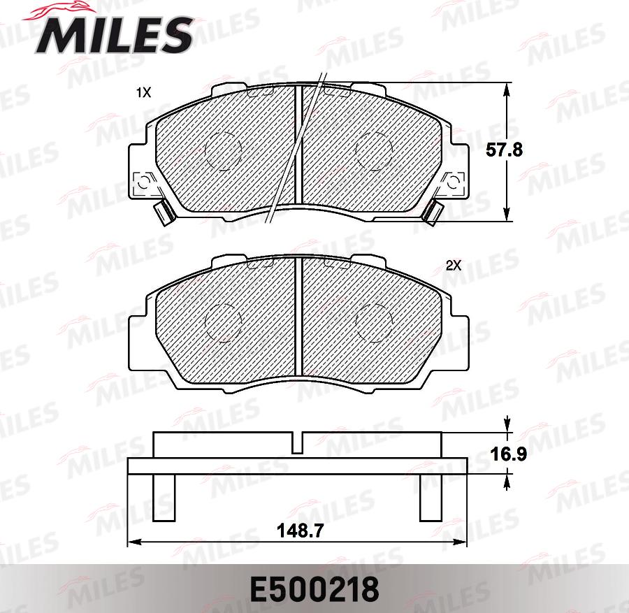 Miles E500218 - Гальмівні колодки, дискові гальма autocars.com.ua