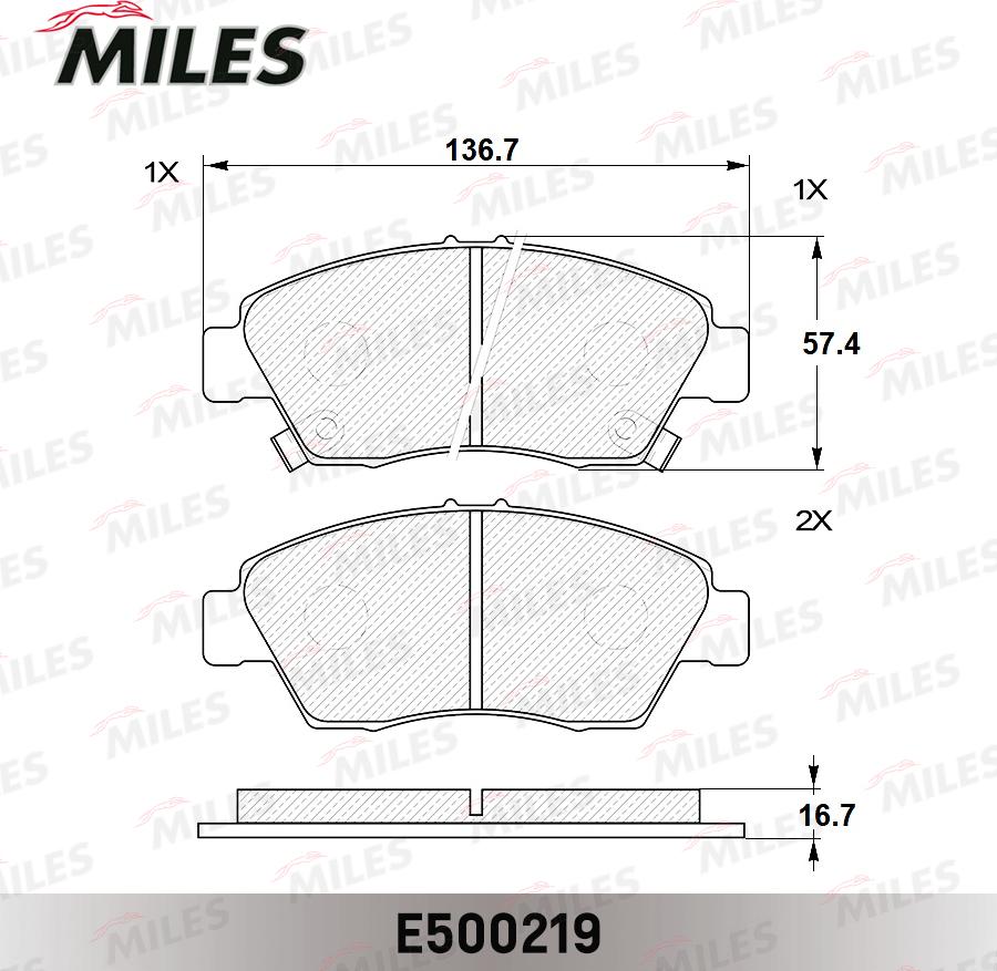 Miles E500219 - Тормозные колодки, дисковые, комплект avtokuzovplus.com.ua