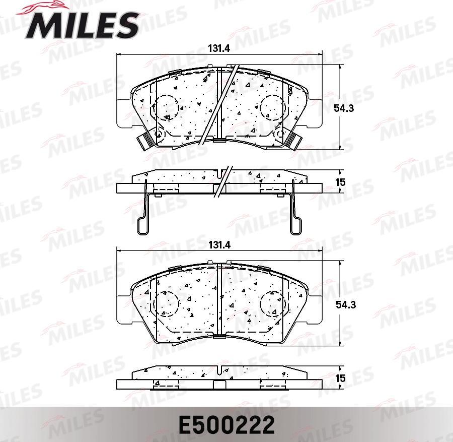 Miles E500222 - Тормозные колодки, дисковые, комплект avtokuzovplus.com.ua