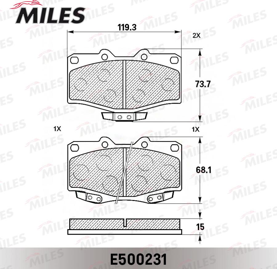 Miles E500231 - Гальмівні колодки, дискові гальма autocars.com.ua