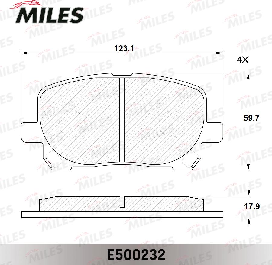 Miles E500232 - Гальмівні колодки, дискові гальма autocars.com.ua