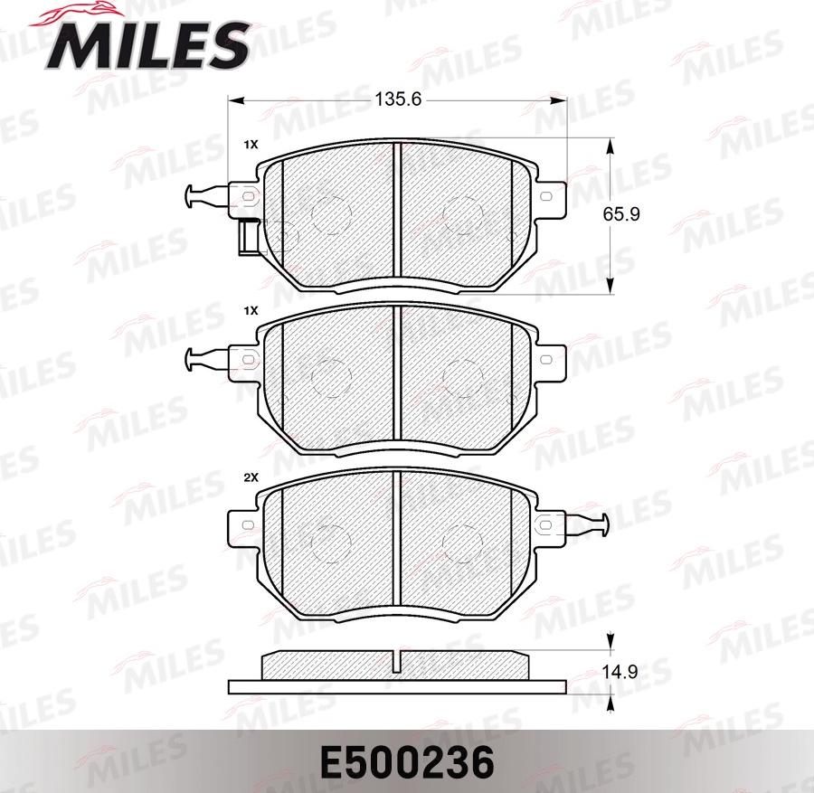 Miles E500236 - Гальмівні колодки, дискові гальма autocars.com.ua