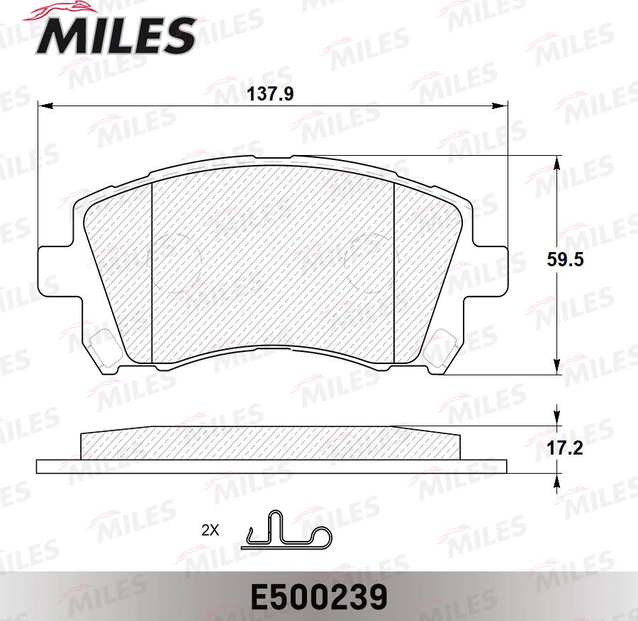 Miles E500239 - Тормозные колодки, дисковые, комплект avtokuzovplus.com.ua