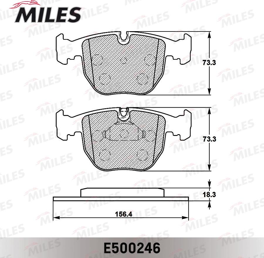 Miles E500246 - Гальмівні колодки, дискові гальма autocars.com.ua