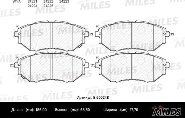 Miles E500248 - Тормозные колодки, дисковые, комплект avtokuzovplus.com.ua