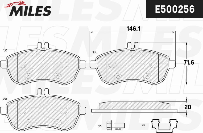 Miles E500256 - Гальмівні колодки, дискові гальма autocars.com.ua