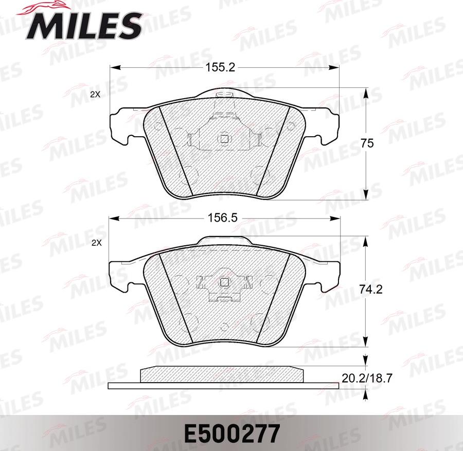 Miles E500277 - Тормозные колодки, дисковые, комплект avtokuzovplus.com.ua