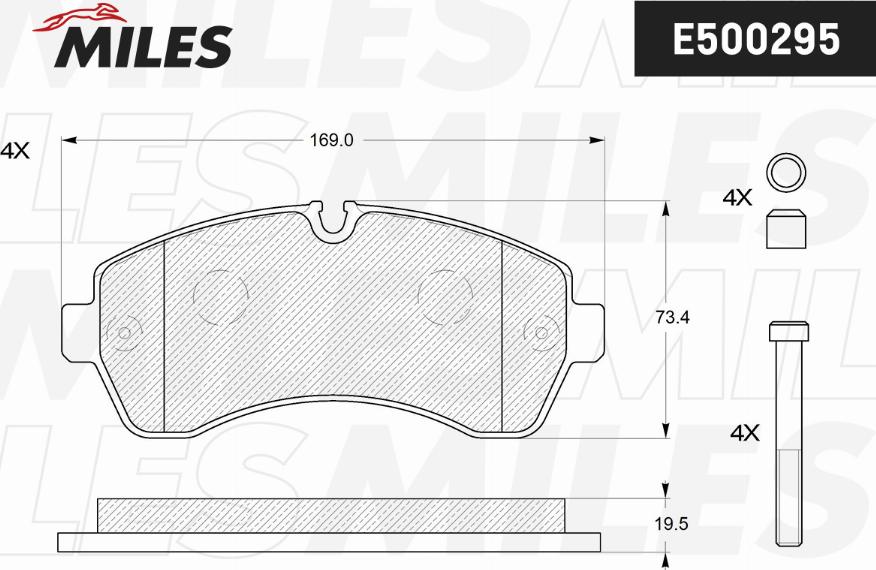 Miles E500295 - Тормозные колодки, дисковые, комплект avtokuzovplus.com.ua