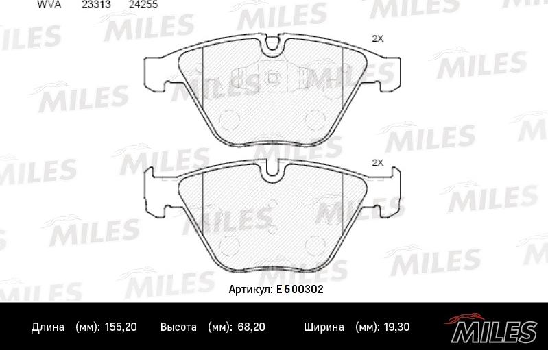 Miles E500302 - Тормозные колодки, дисковые, комплект avtokuzovplus.com.ua