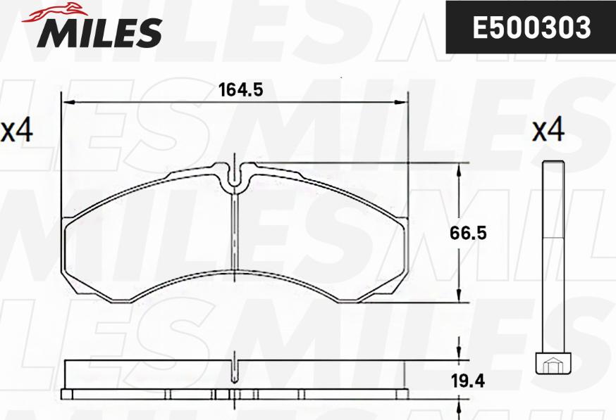 Miles E500303 - Тормозные колодки, дисковые, комплект avtokuzovplus.com.ua