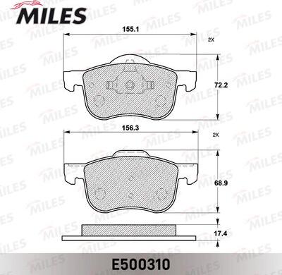 Miles E500310 - Гальмівні колодки, дискові гальма autocars.com.ua