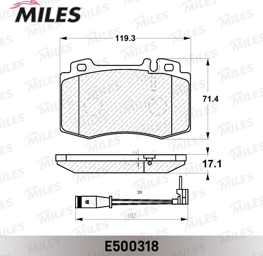 Miles E500318 - Гальмівні колодки, дискові гальма autocars.com.ua