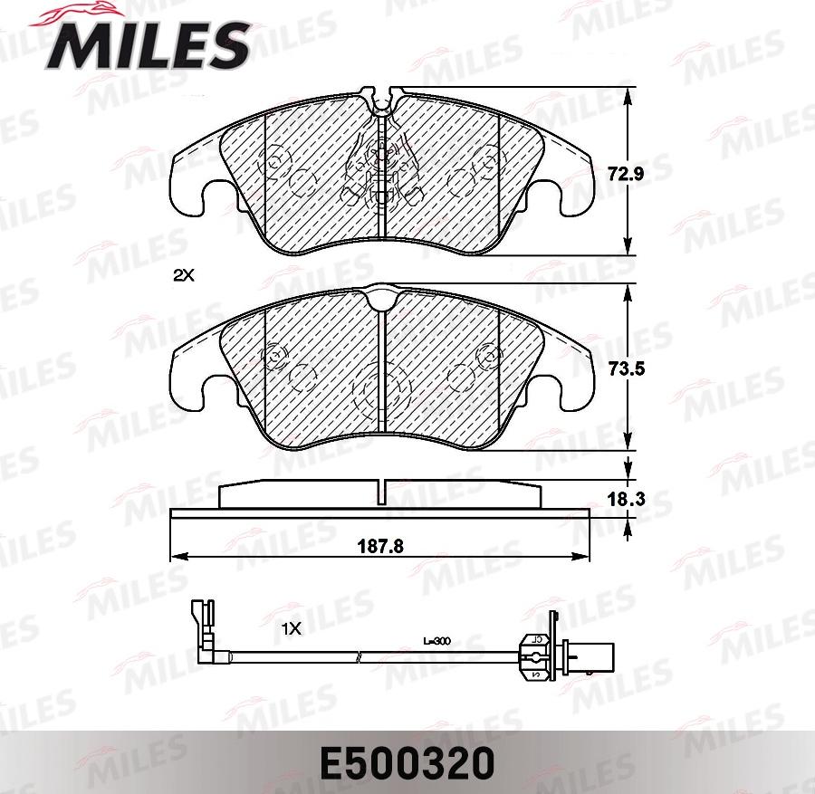 Miles E500320 - Гальмівні колодки, дискові гальма autocars.com.ua