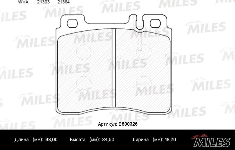 Miles E500326 - Тормозные колодки, дисковые, комплект avtokuzovplus.com.ua