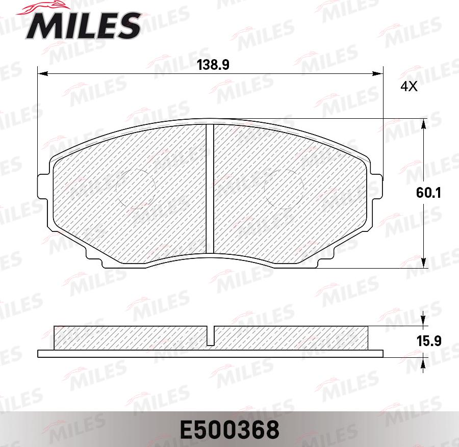 Miles E500368 - Тормозные колодки, дисковые, комплект avtokuzovplus.com.ua