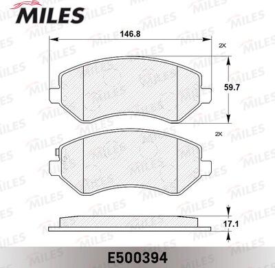 Miles E500394 - Тормозные колодки, дисковые, комплект avtokuzovplus.com.ua