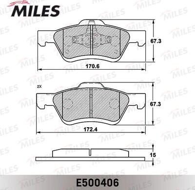 Miles E500406 - Гальмівні колодки, дискові гальма autocars.com.ua