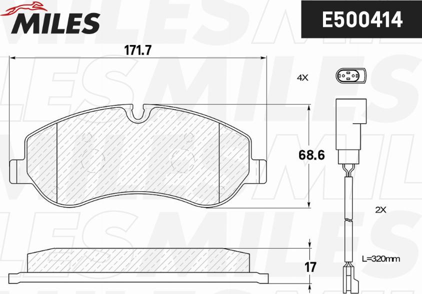 Miles E500414 - Гальмівні колодки, дискові гальма autocars.com.ua