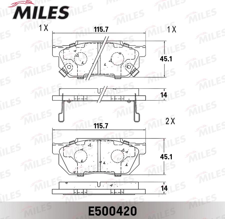 Miles E500420 - Гальмівні колодки, дискові гальма autocars.com.ua