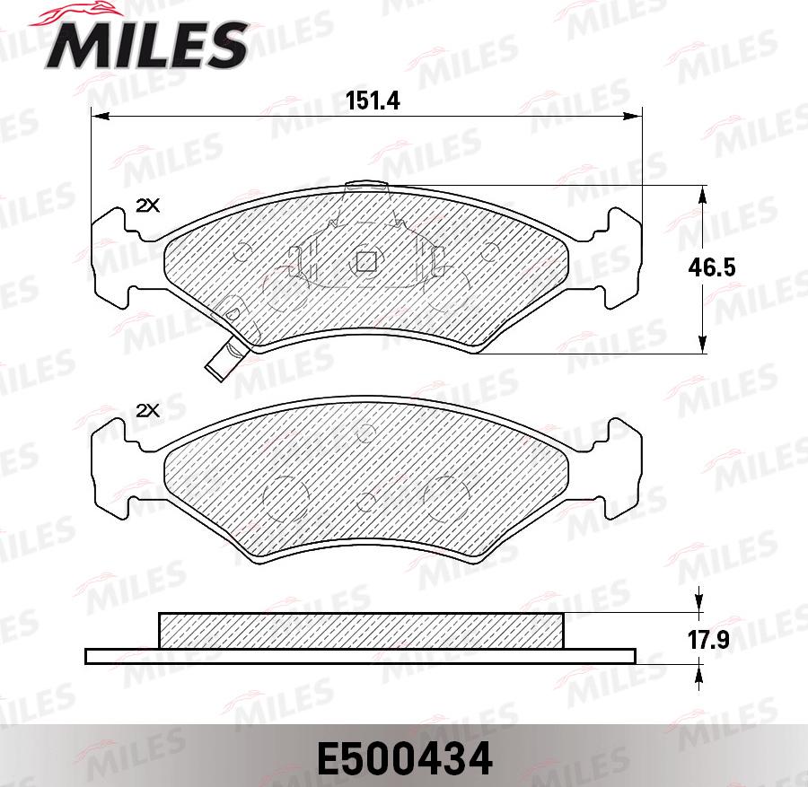 Miles E500434 - Гальмівні колодки, дискові гальма autocars.com.ua