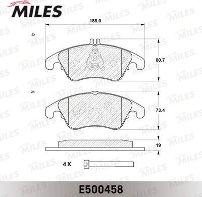 Miles E500458 - Тормозные колодки, дисковые, комплект avtokuzovplus.com.ua