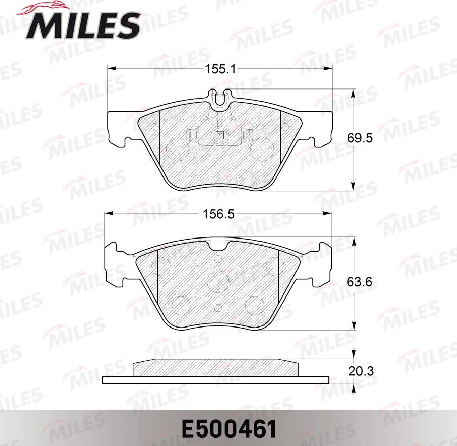 Miles E500461 - Гальмівні колодки, дискові гальма autocars.com.ua