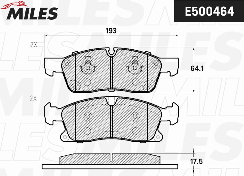 Miles E500464 - Тормозные колодки, дисковые, комплект avtokuzovplus.com.ua