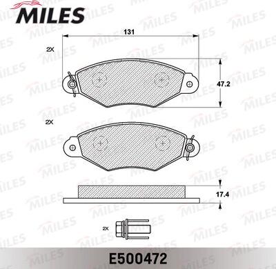 Miles E500472 - Гальмівні колодки, дискові гальма autocars.com.ua