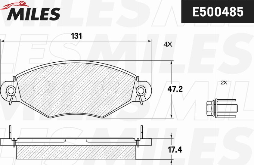 Miles E500485 - Тормозные колодки, дисковые, комплект avtokuzovplus.com.ua