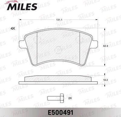 Miles E500491 - Гальмівні колодки, дискові гальма autocars.com.ua