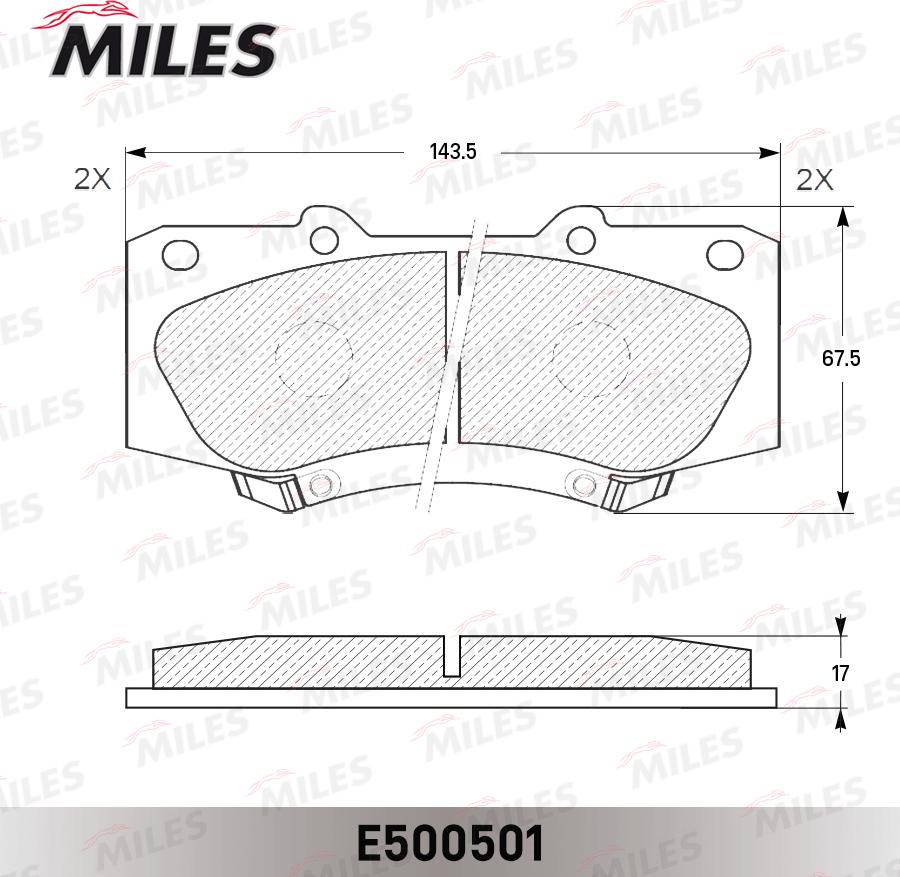 Miles E500501 - Тормозные колодки, дисковые, комплект avtokuzovplus.com.ua