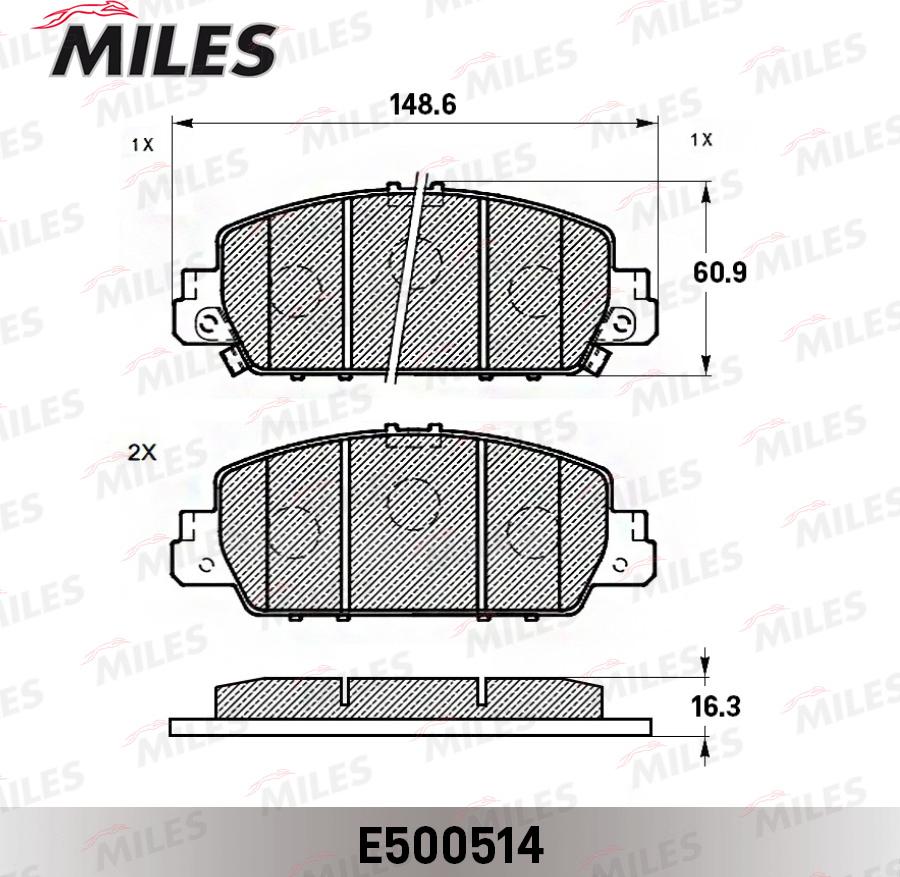 Miles E500514 - Гальмівні колодки, дискові гальма autocars.com.ua