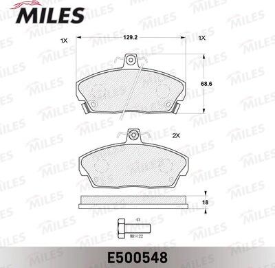 Miles E500548 - Гальмівні колодки, дискові гальма autocars.com.ua