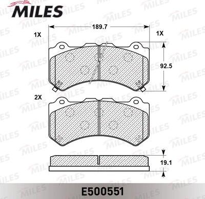 Miles E500551 - Гальмівні колодки, дискові гальма autocars.com.ua