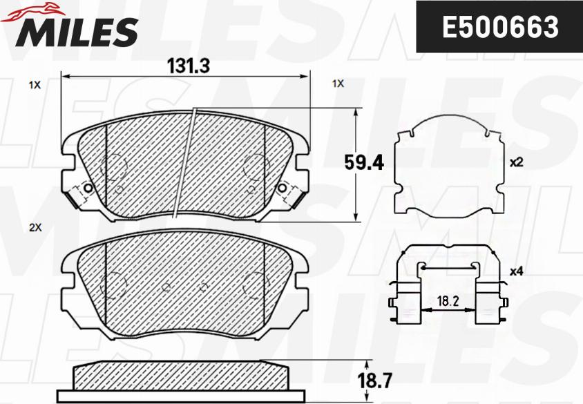 Miles E500663 - Гальмівні колодки, дискові гальма autocars.com.ua