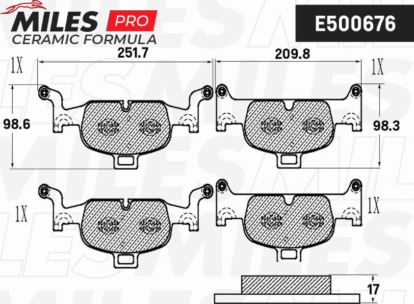 Miles E500676 - Тормозные колодки, дисковые, комплект avtokuzovplus.com.ua