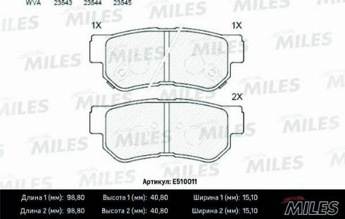 Miles E510011 - Тормозные колодки, дисковые, комплект avtokuzovplus.com.ua
