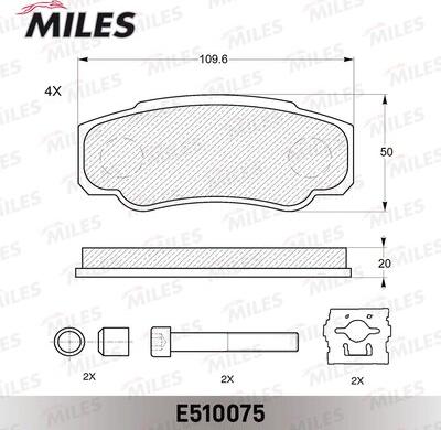 Miles E510075 - Тормозные колодки, дисковые, комплект avtokuzovplus.com.ua