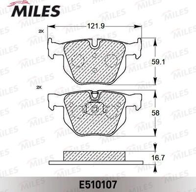 Miles E510107 - Тормозные колодки, дисковые, комплект avtokuzovplus.com.ua