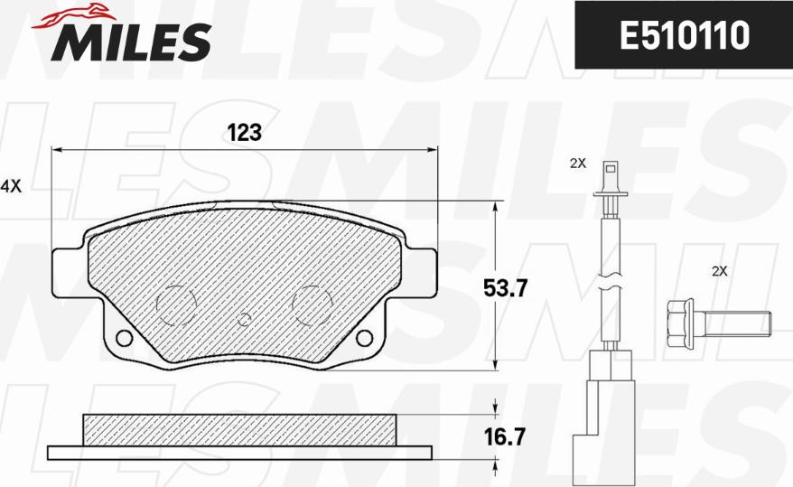 Miles E510110 - Тормозные колодки, дисковые, комплект avtokuzovplus.com.ua