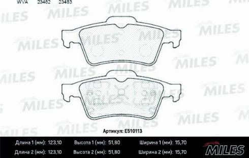 Miles E510113 - Гальмівні колодки, дискові гальма autocars.com.ua