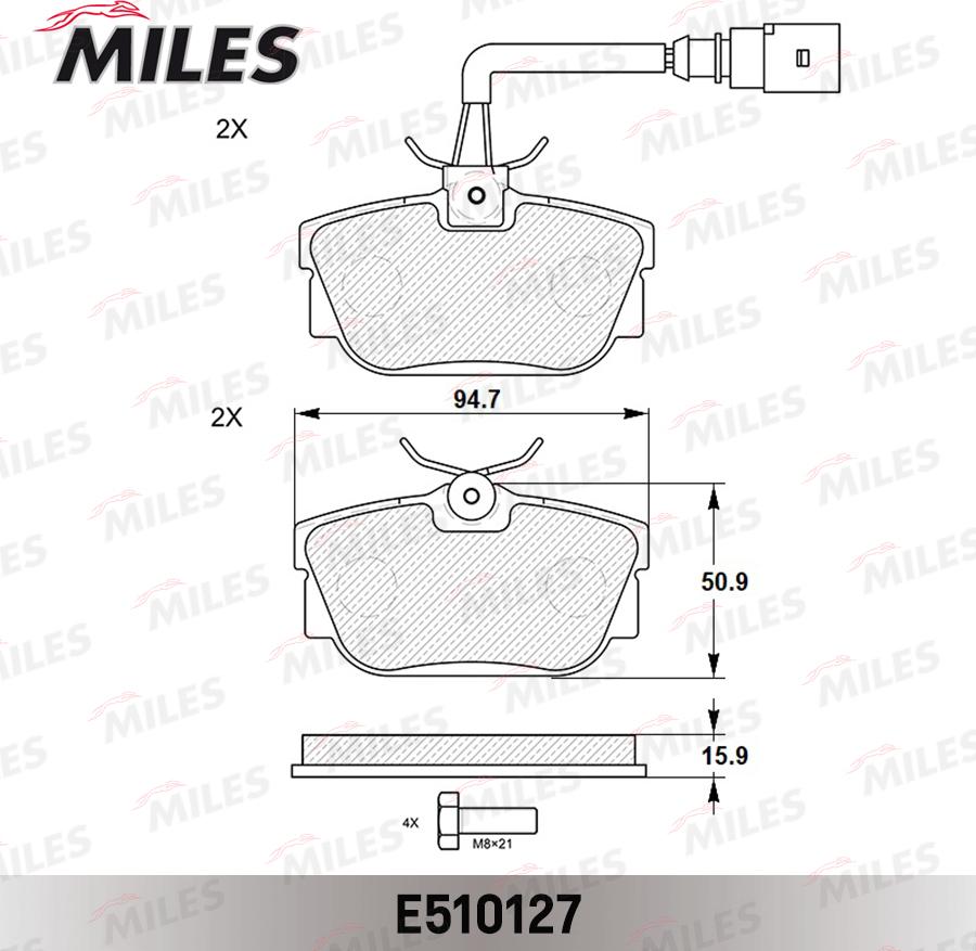 Miles E510127 - Гальмівні колодки, дискові гальма autocars.com.ua